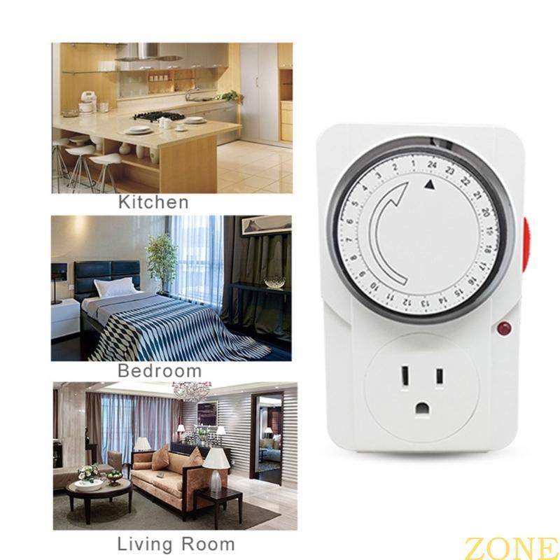 ZONG 24 ชั่วโมง Mechanical Cycle Outlet อุปกรณ์โปรแกรม Mechanical Timer Kitchen Timer Outlet Univers