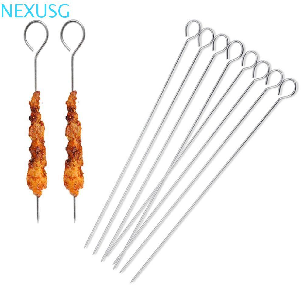 NEXUSG 20 ชิ้นเข็มห่านย่าง, 20/25/30 ซม.Kabob Skewers สแตนเลสบาร์บีคิว Skewers, เครื่องครัวริงReusable BBQ Skewers กลางแจ้ง