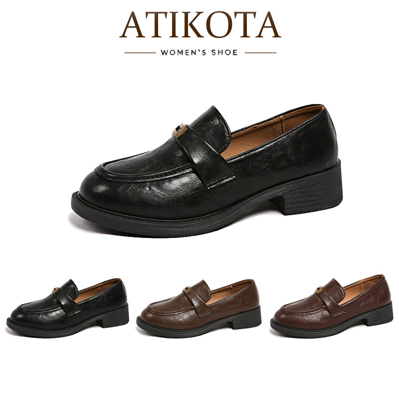 Atikota รองเท้าส้นแบนสำหรับผู้หญิง ดีไซน์ทันสมัย ​​ลำลอง ย้อนยุค หัวกลม สวมใส่สบาย รองเท้าข้างเดียว