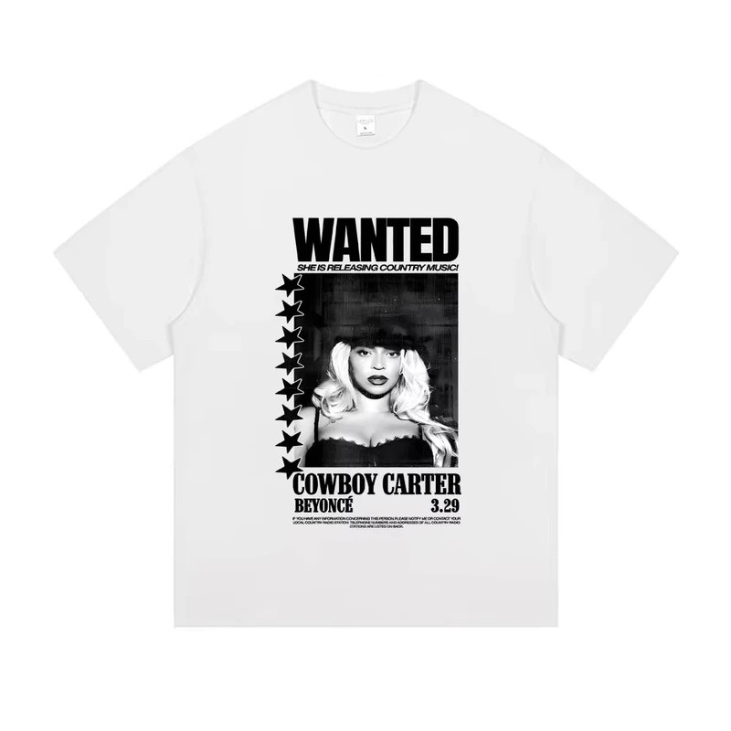 เสื้อยืด Wanted She Is Releasing Country Music Beyonce Cowboy Carter แฟชั่นลำลองสำหรับผู้ชาย เสื้อยื