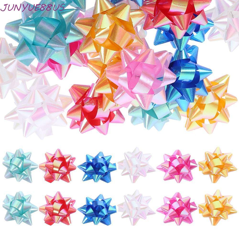 JUNYUE88US 50 ชิ้น Star Knot Ribbon, ประณีตสีสัน Star Lace Ribbon, พลาสติก 1 นิ้ว/2 นิ้ว/3 นิ้วคริสต