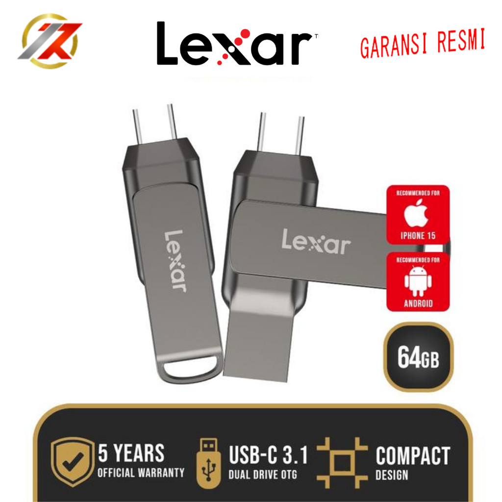 LEXAR JumpDrive D400 OTG 64GB DualDrive USB 3.2 Flashdisk | FD FlashDisk LEXAR JumpDrive D400 OTG 64
