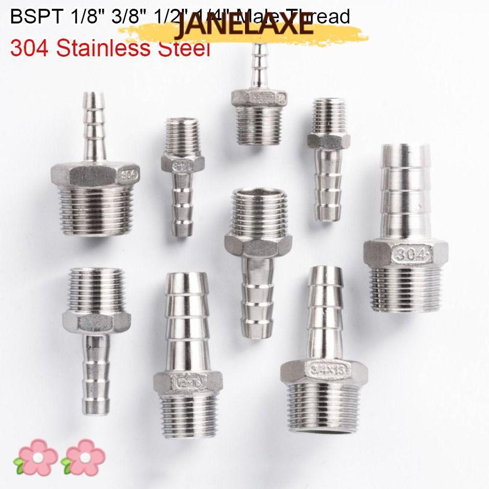 JANELAXE932JN 1 ชิ้นท่อเชื่อมต่อ, BSPT 304 สแตนเลสสตีลท่อ Joint, 6 มม. 12 มม. 1/8" 3/8 "1/2 "ขั้วต่อ