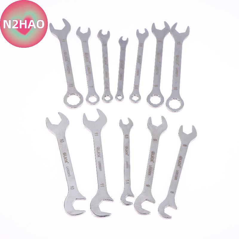 N2HAO Mini Thin Double Open-end ประแจสแตนเลส Dual-Purpose ประแจ 5 ถึง 11 มม.ที่มีอยู่ Mini Dual-Purp