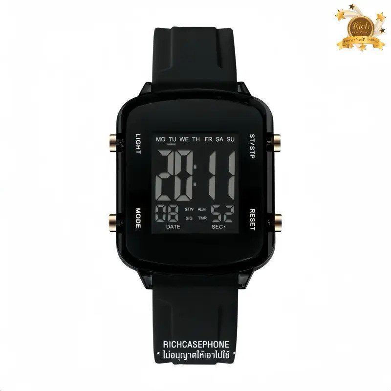 นาฬิกา TOMI - TOMI แท้ รหัส TM5 กันน้ํา 100% ระบบดิจิตอล ไฟ LED เต็มจอ หน้าปัดสี่เหลี่ยม 30 MM. สายร