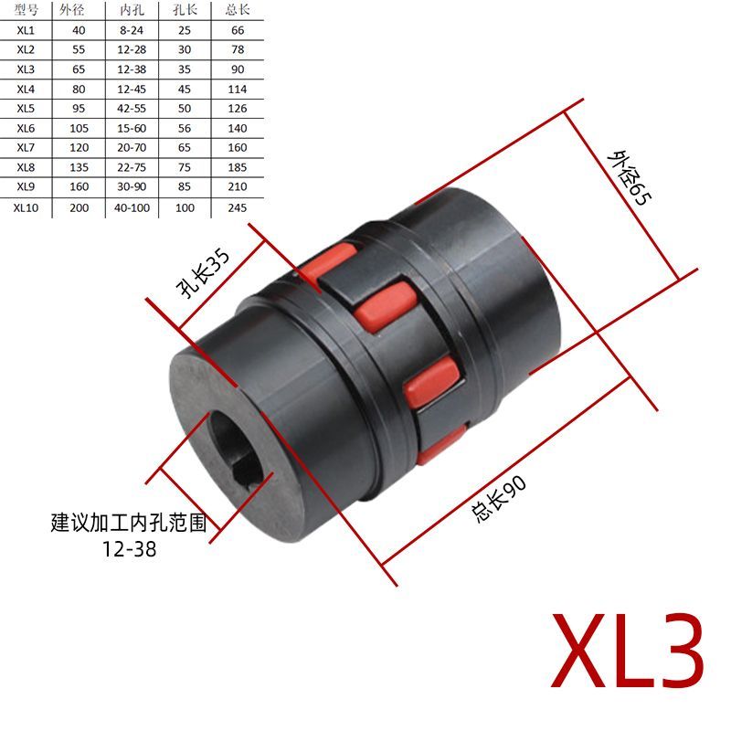 Rigid/Flexible XL Jaw Coupling, 45 Steel, High Torque, Non-Standard Durable Industrial Parts