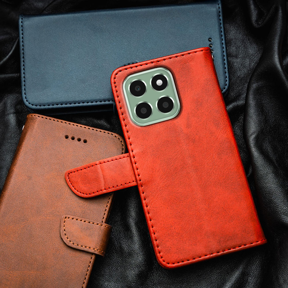 พรีเมี่ยมหรูหราหนังเคสโทรศัพท์สําหรับ Huawei Honor X6a WDY-LX1 WDY-LX2 กระเป๋าสตางค์แบบพลิกด้านบนในต