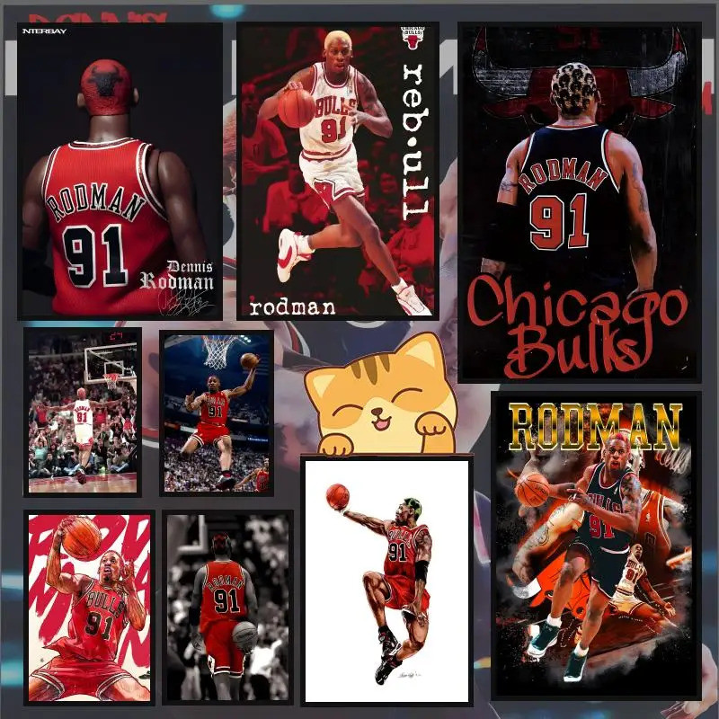 1PC Basketball Star D-Dennis Rodman โปสเตอร์ Self-กาวภาพวาดพิมพ์บ้านห้องนอนห้องนั่งเล่นตกแต่ง GAAF
