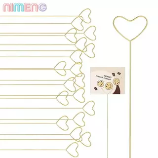 NIMENG 20 ชิ้นขาตั้งการ์ด,รูปหัวใจโลหะโปสการ์ดคลิป,แฟชั่น DIY เค้กผู้ถือการ์ดอวยพรสําหรับงานแต่งงาน