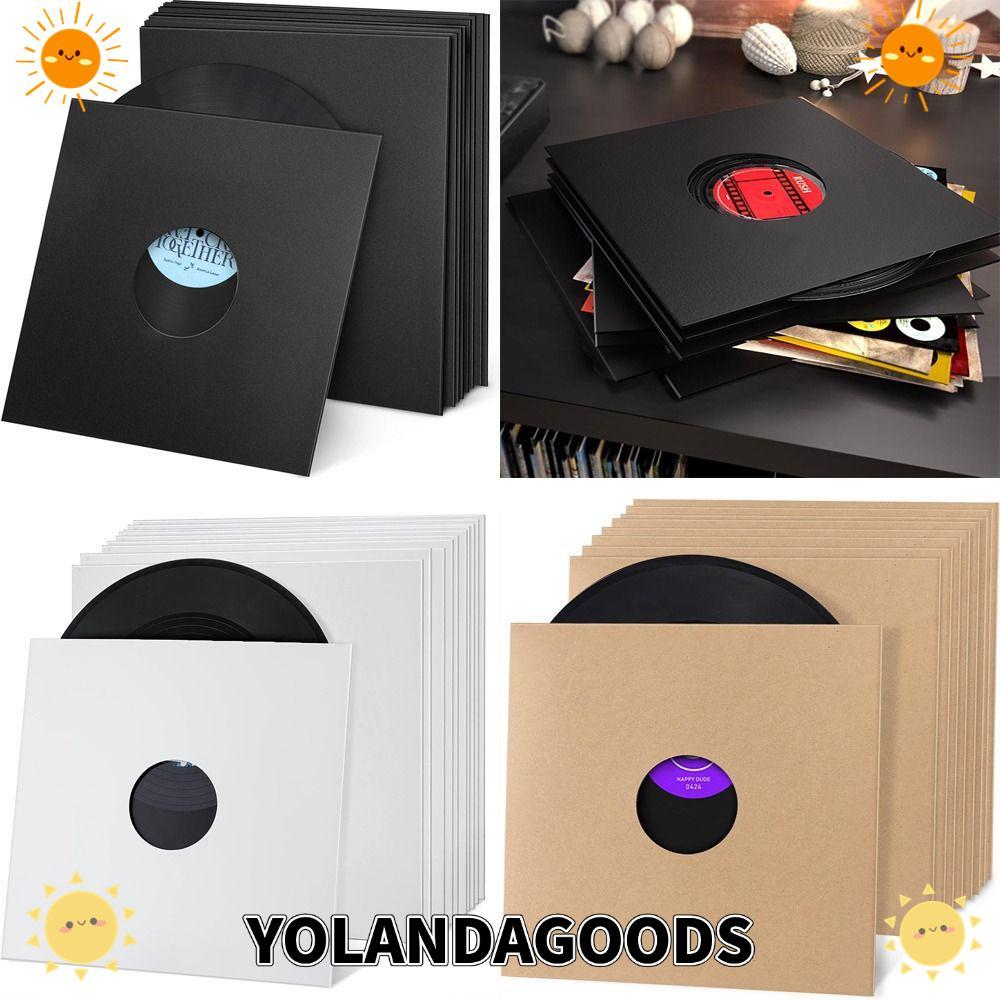 YOLANDAGOODS1 Vinyl Records Sleeve, 7/10 นิ้วกระดาษคราฟท์ LP Vinyl Record Cover,Reusable Square Oute