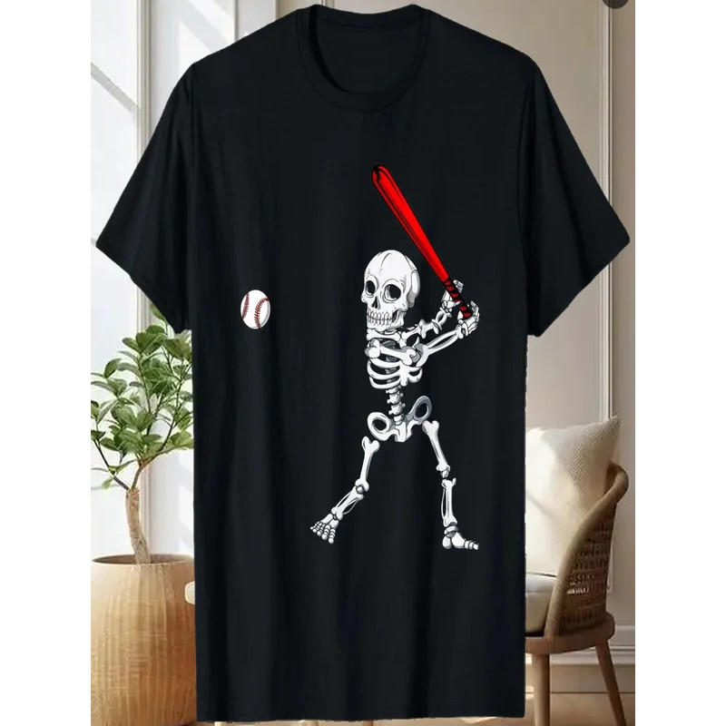 Skeleton Baseball Shirt Halloween Batter T-Shirt