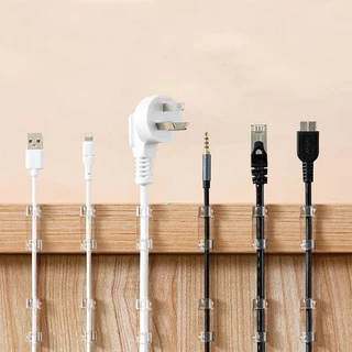 20/60/100 ชิ้นคลิปหนีบสายเคเบิลแบบมีกาวในตัวที่แข็งแกร่ง/โต๊ะ Tidy Cord Manager Winder / สาย USB โปร่งใสแคลมป์คงที่