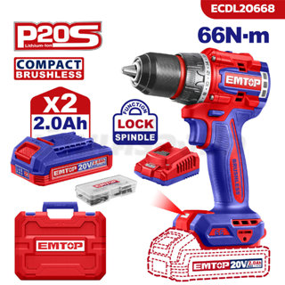EMTOP สว่านไร้สาย 20V 66 NM. รุ่น ECDL20668 2ระบบ พร้อมแบต 2…