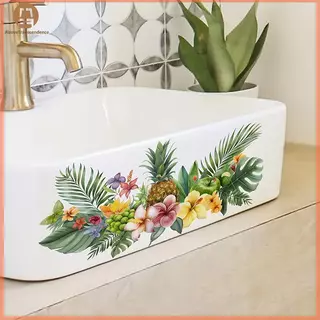 ABOVE ดอกไม้สดรูปแบบอ่างล้างจานพื้นที่ Baground Wall Stier ห้องน้ําตกแต่งผนัง Self-Adhesive ที่ถอดออกได้กันน้ํา Creative Stier TH