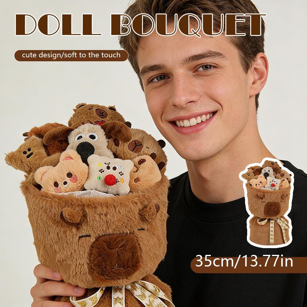 Capybara ช่อดอกไม้ตุ๊กตา Happiness-filled วันหยุด Cuddly Hug-worthy Bucket ตกแต่ง T8v1