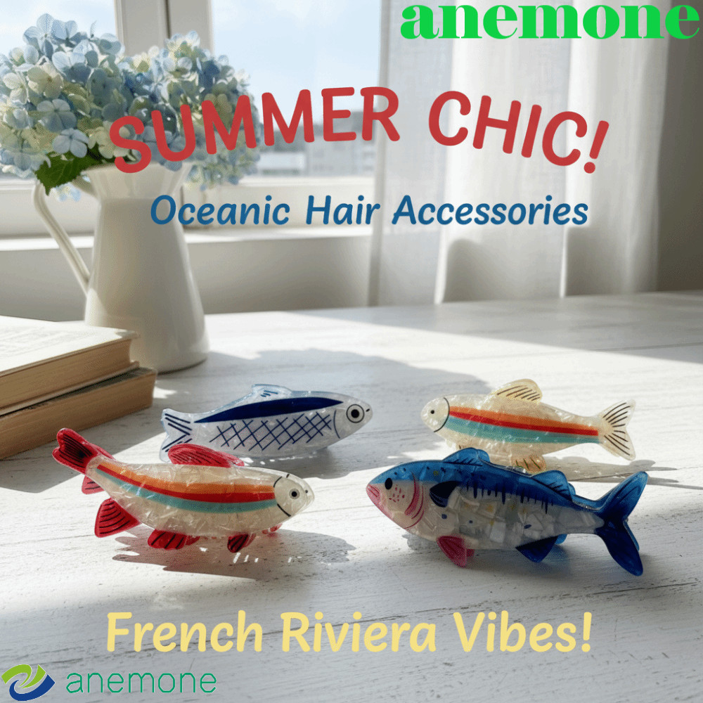 ANEMONE กิ๊บติดผม PVC ธีมสัตว์ทะเล ออกแบบเป็นปลาฉลามและปลารูปแบบต่างๆ