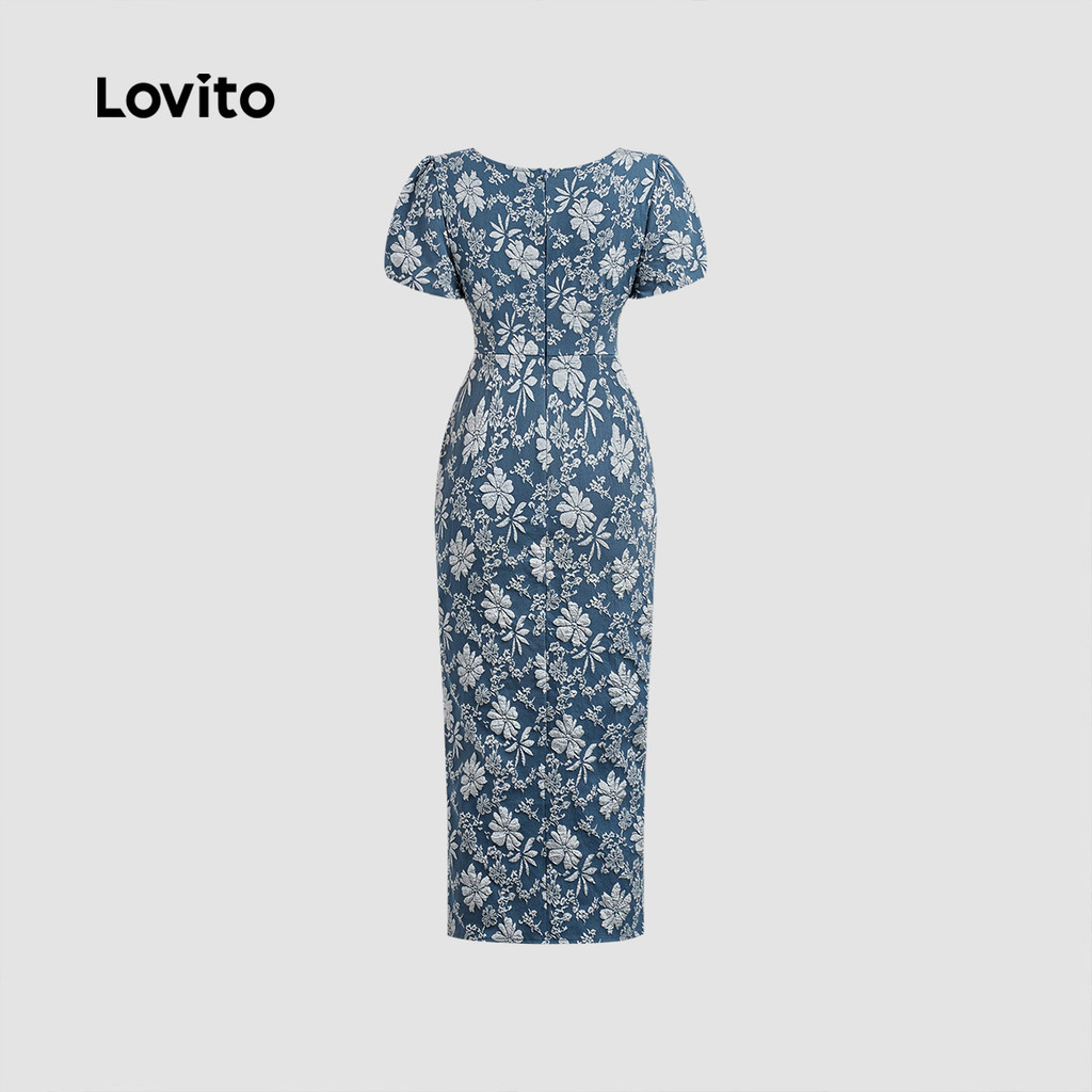 Lovito ชุดลำลองสไตล์ฝรั่งเศสสบาย ๆ สไตล์เงียบ ๆ ของไข่มุก เดรสสีฟ้า สำหรับผู้หญิง ฤดูใบไม้ผลิ/ฤดูร้อน L150AD1621 ราคา ถูกที่สุด ดีลบีเคเค แกลเลอรีภาพที่ 6