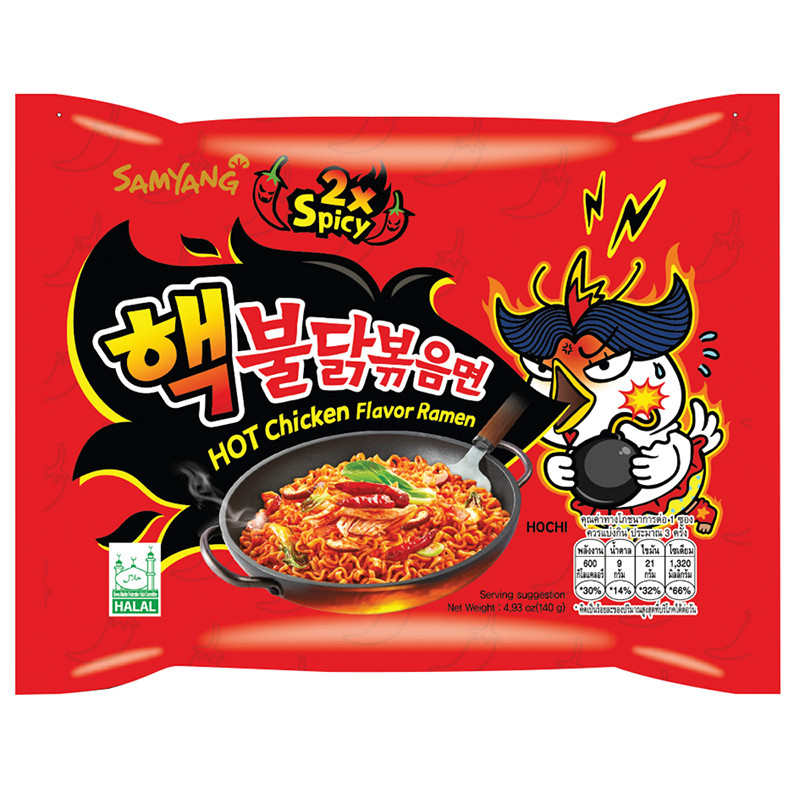 ซัมยังราเม้งกึ่งสำเร็จรูปแบบแห้งรสไก่สูตรเผ็ดมาก 140ก Samyang Extreme Hot Chicken Ramen 140g [880107