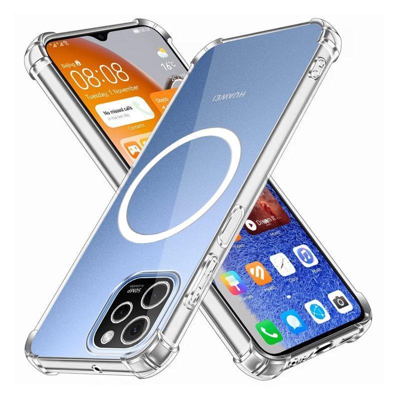 สําหรับ Huawei Nova Y61 Y62 กรณีไร้สายชาร์จแหวนแม่เหล็กสติกเกอร์กันกระแทก Clear Soft ซิลิโคนเคสโทรศั