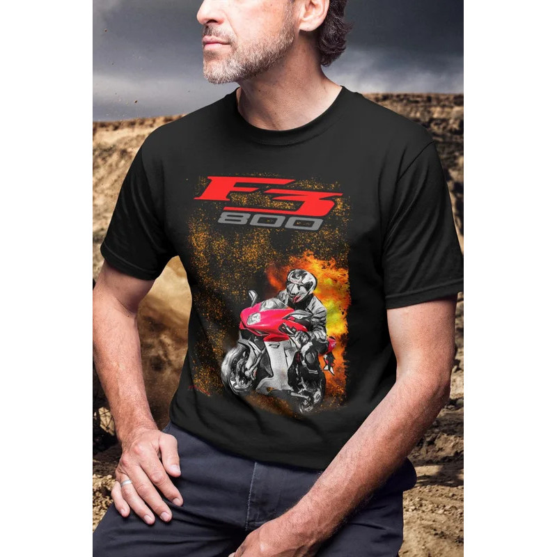 เสื้อยืด 410@EY M.V A.gusta F3 800 ตัวเลือกของนักขี่ เสื้อยืดซูเปอร์สปอร์ตอิตาลี Tre Pistoni สำหรับแ