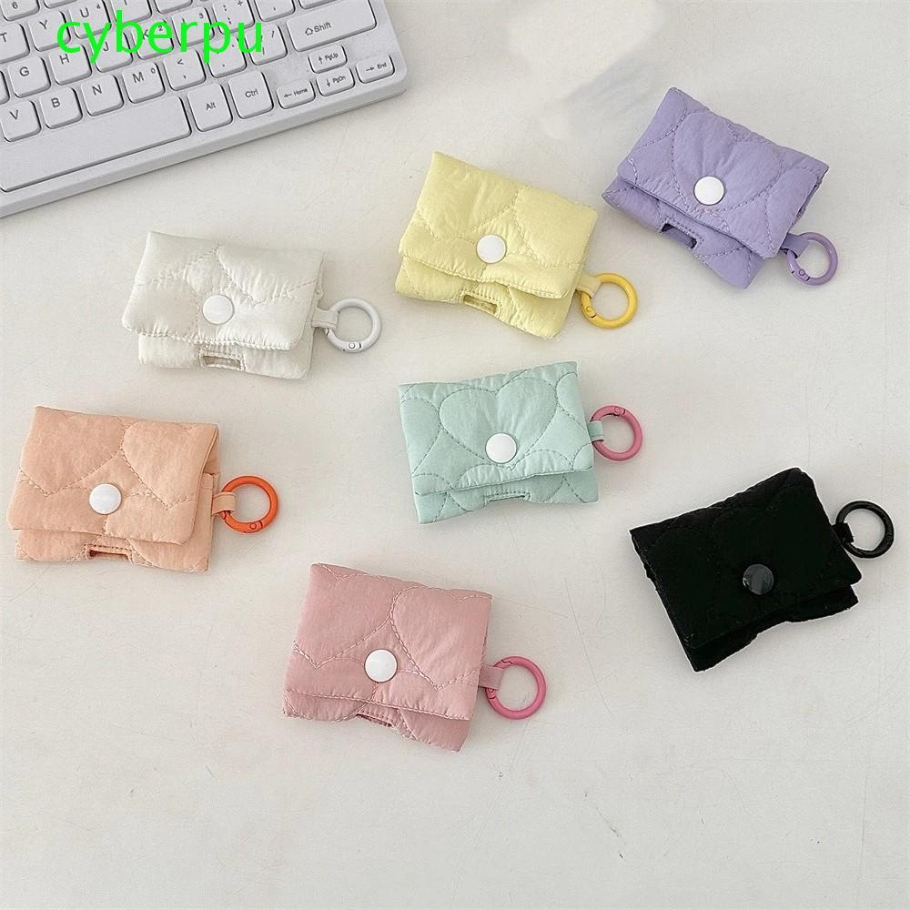 CYBERPULLSE Heart Headphone Bag, Balletcore Soft Headphone Storage Bag, Cute Candy Color Korean Styl