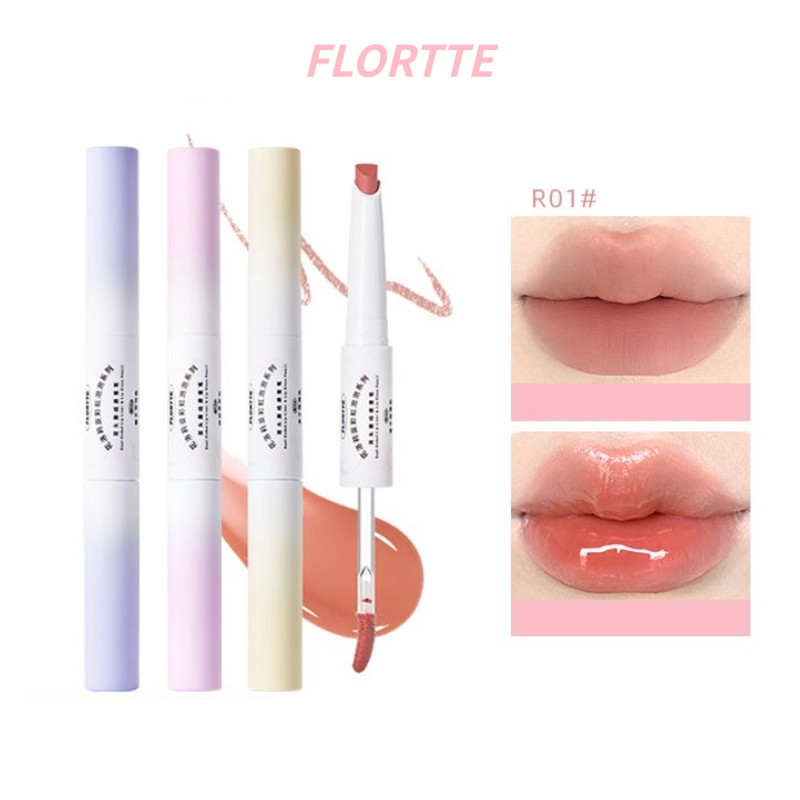 FLORTTE ดินสอเขียนขอบปาก ขอบปากสองหัว ลิปกลอส ลิปสติก กระจก