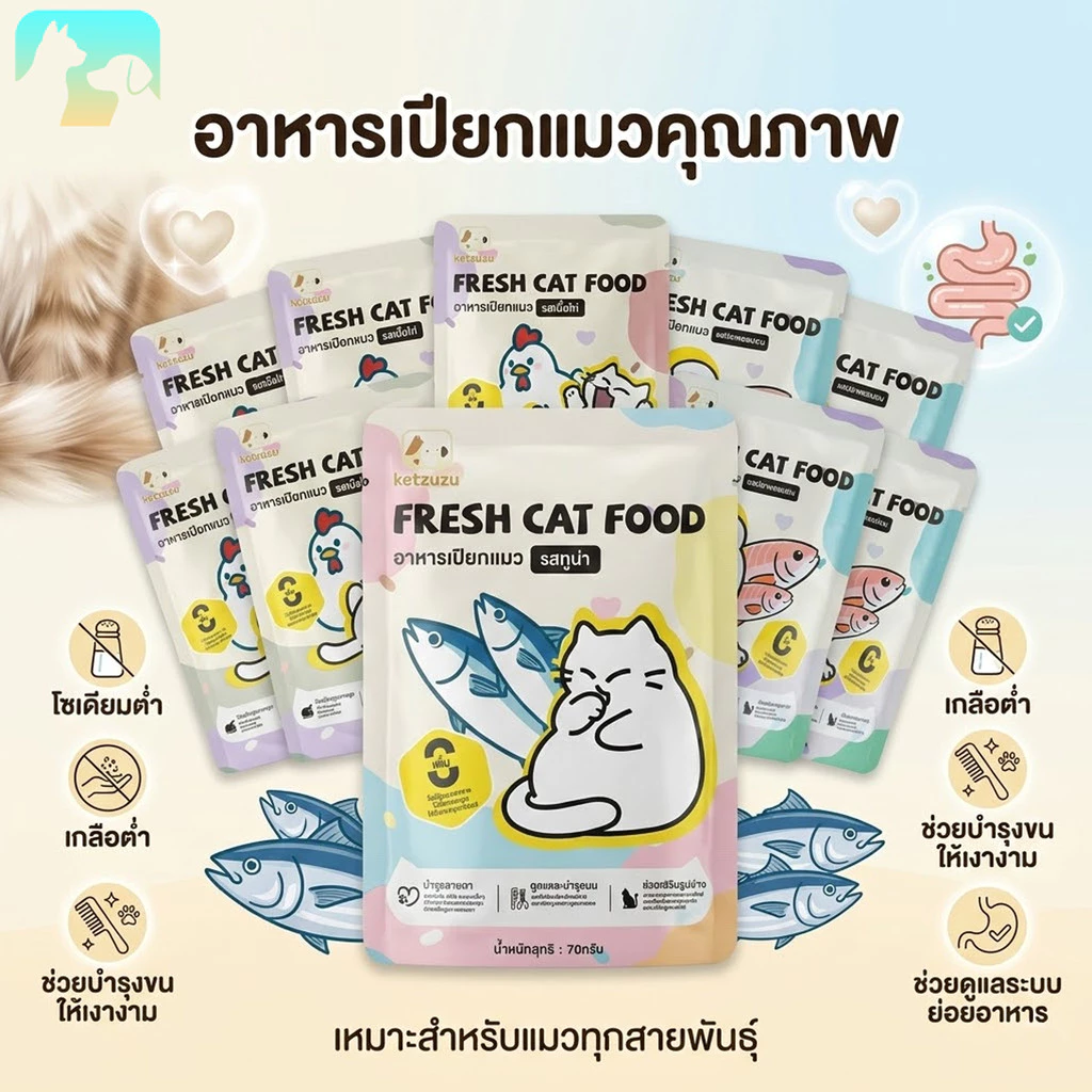 (ยกโหล) Ketzuzu อาหารแมวเปียก เนื้อบด หอมอร่อย น้องแมวชอบมากกกก 70g