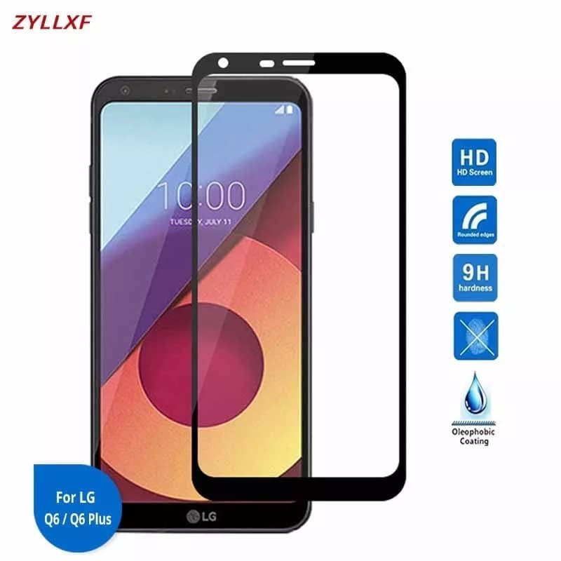 TEMPERED GLASS 5D LG Q6 Q6 PLUS FULL GLUE FULL COVER
