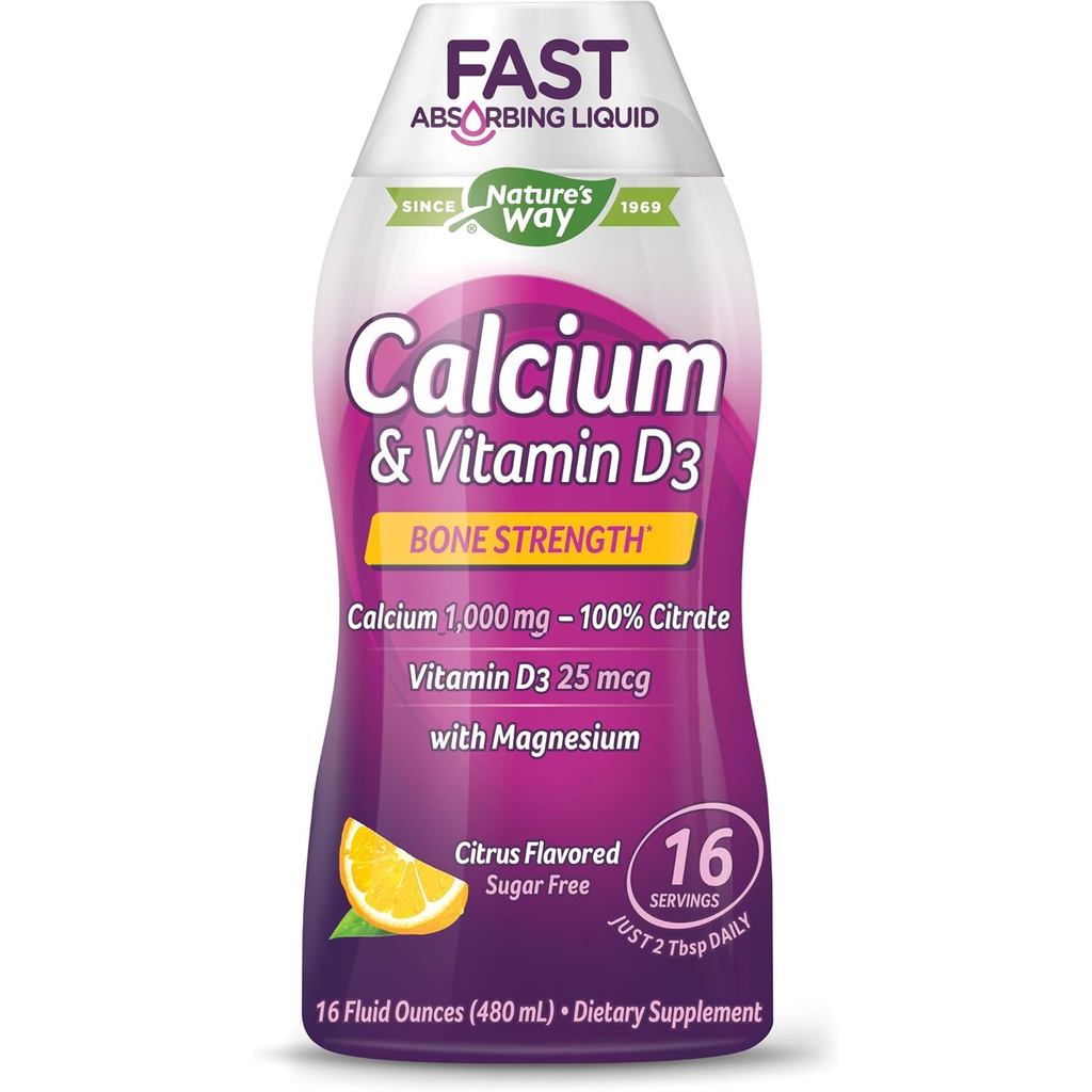 Nature's Way Liquid Calcium and Vitamin D3 Citrus Flavor 16 Ounces (Pack of 3)