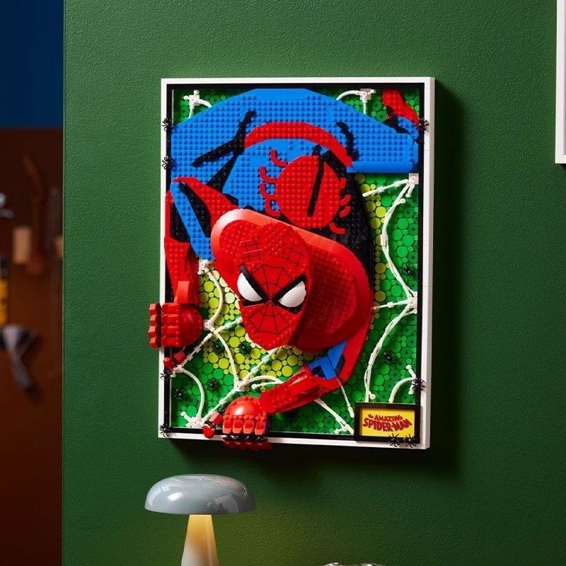 เข้ากันได้กับ Lego Art Life 31209 Magic Spiderman Pixel 3D ภาพจิตรกรรมฝาผนังประกอบอาคารบล็อกของเล่น