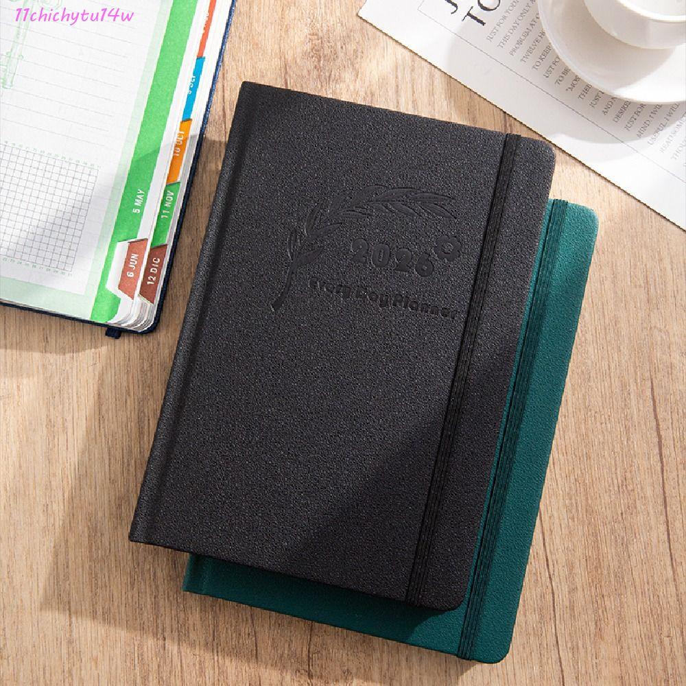 CHICHYTU14W 2026 Schedule Planner Notepad, 12 เดือนภาษาอังกฤษ A5 Agenda สมุดบันทึกวางแผน, บุ๊คมาร์คท