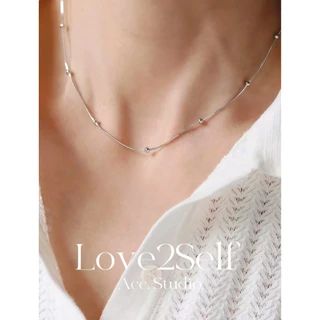 Love2selfX138 สตรี Minimalist Beaded Snake Chain Necklace | Hypoallergenic Stainless Steel NonTarnish กันน้ํา | 45+5 ซม. Layering Daily Choker