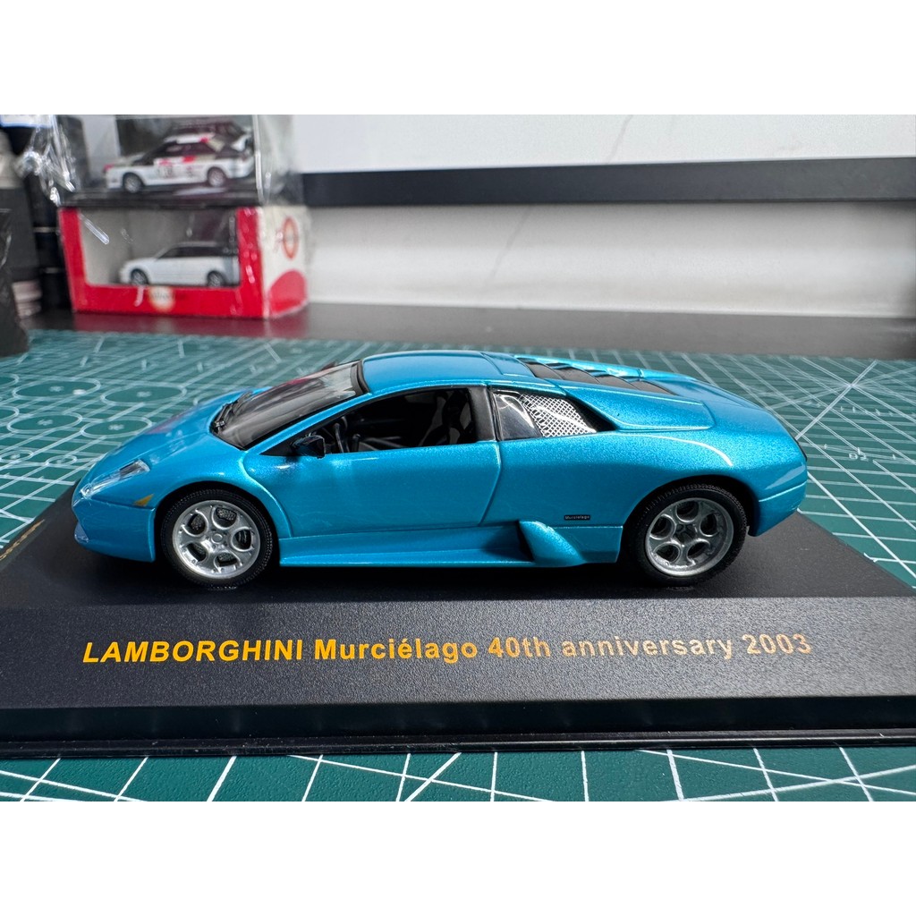 IXO 1/43 Lamborghini Murci é lago ครบรอบ 40 ปี 2003 ค้างคาวสีฟ้าลักษณะดูที่ภาพพร้อมกล่องอะคริลิคและฐ