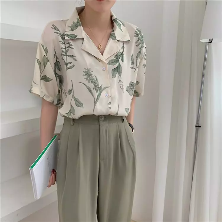 Chili Koko เสื้อลายดอกแขนสั้น ลายกระต่ายและดอกไม้ W367 thumbnail 10