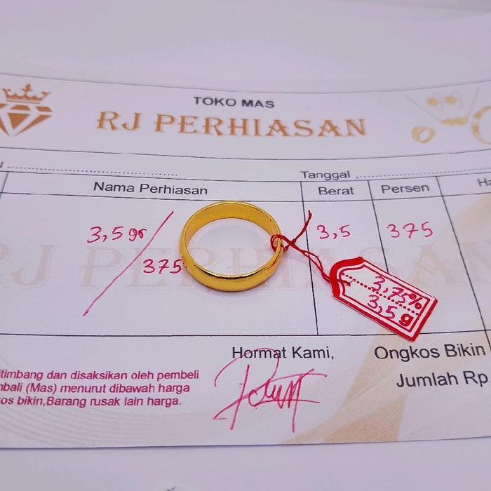 ของแท้ Light Gold Plain Ring น้ําหนัก 2 กรัม 875 Grain พร้อมตัวอักษร