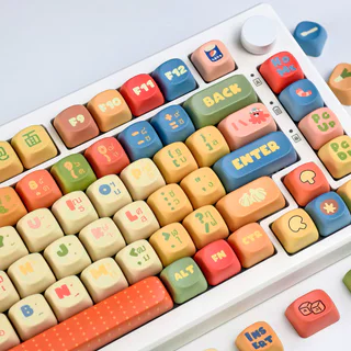 MAIMOOO Instant Noodle Thai Keycap MOA Profile 120 คีย์ PBT Dye Sublimation Aula F75 F99 RK100 รอบการ์ตูน Keycaps น่ารักสีบล็อก Grafi Thai Keycaps