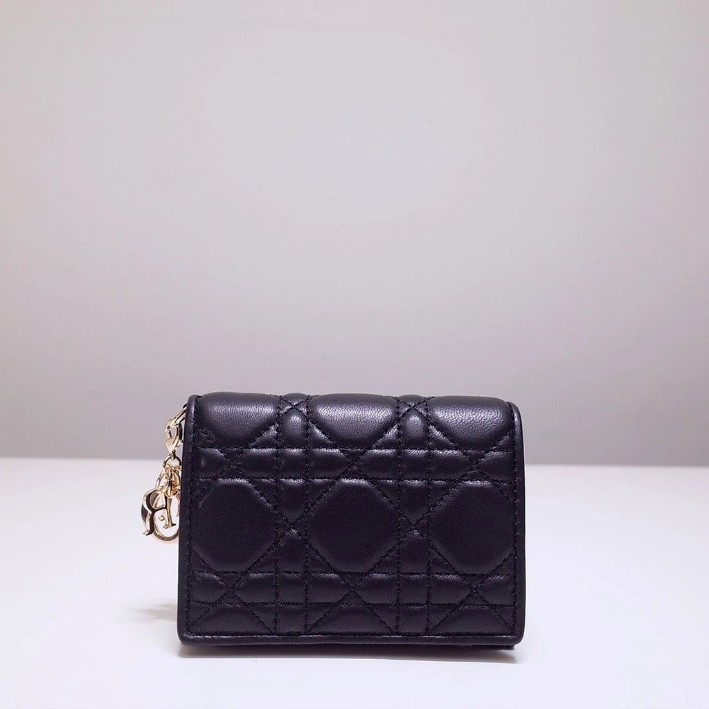 Dior Short Wallet Lamb Diamond Wallet