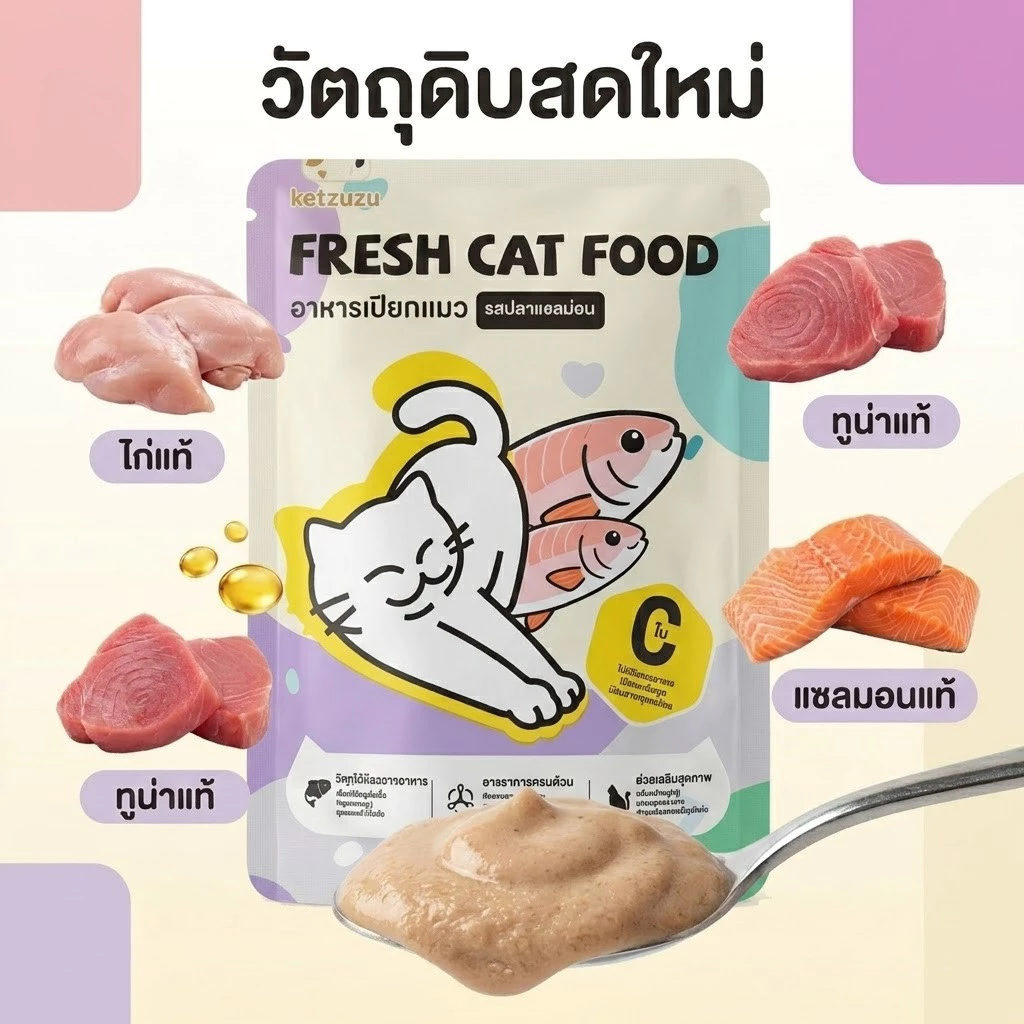 【12 ซอง】 🔥ราคาพิเศษ! Ketzuzu อาหารเปียกแมว เนื้อบด ย่อยง่าย สำหรับแมวทุกสายพันธุ์ 70g thumbnail 6
