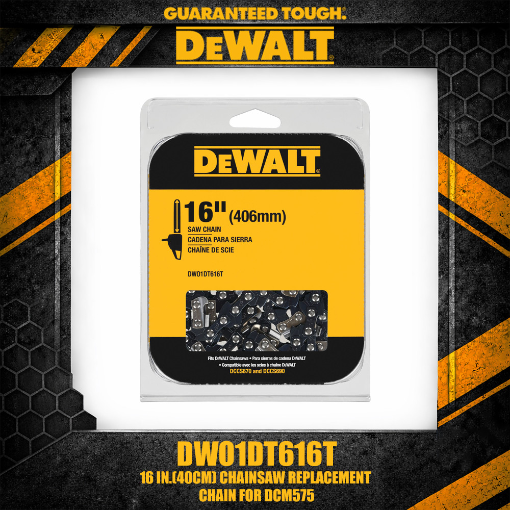 DEWALT DWO1DT616T 16 นิ้ว 40 ซม.โซ่เปลี่ยน Fit DCM575 เลื่อยไฟฟ้าไร้สายเครื่องมือไฟฟ้าอะไหล่