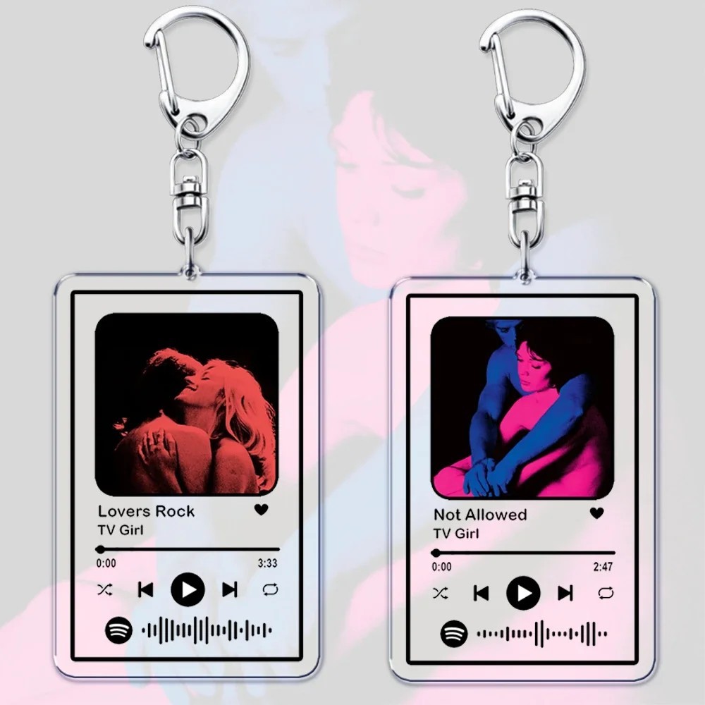 พวงกุญแจอะคริลิค TV Girl Spotify Code Lovers Rock Not Allowed ไมค์ใสสําหรับตกแต่งกระเป๋านักเรียน เคร