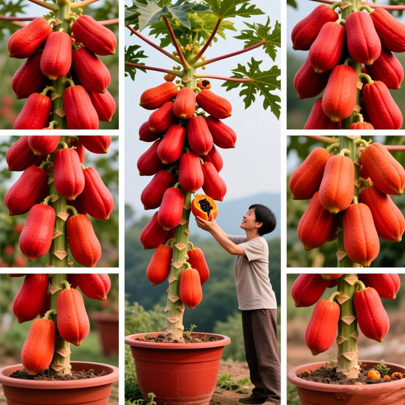 10seeds ปลูกง่าย Red Lady Papaya Plant Fruit Seed Dwarf Papaya Tree Seeds เมล็ดมะละกอฮอลแลนด์
