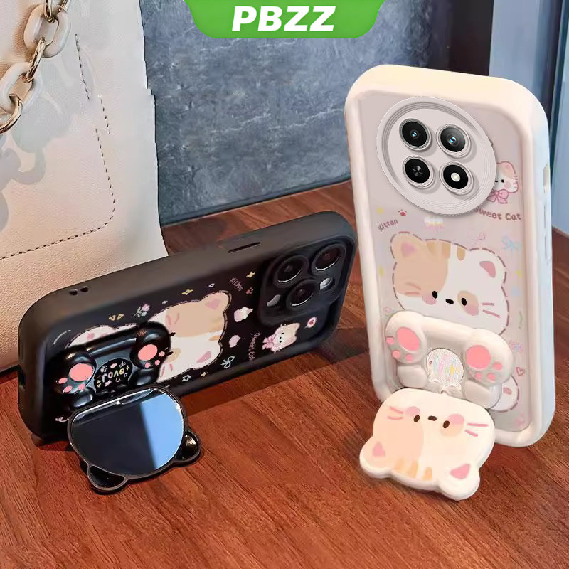 PBZZ FOR เคส เคสสําหรับRealme 12 pro plus realme 12 plus realme 12 pro + 5Gเคสโทรศัพท์Softcaseซิลิโคนกันกระแทกฝาครอบดีไซน์ใหม่ความงามการ์ตูนแมวพร้อมที่วางสําหรับกระจกJTMZJ01