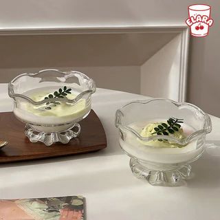 ชามแก้วขอบดอกไม้ 210ml | ชามขนมหวาน ไอศรีม น้ำหวาน สไตล์วินเทจ ปลอดสารตะกั่ว เหมาะบ้าน คาเฟ่ งานปาร์ตี้