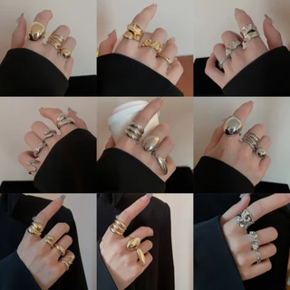 แหวนเปิดรูปถั่วหลายชั้นรูปไข่เรียบง่ายทันสมัยและอเนกประสงค์ เป็นอุปกรณ์เสริมที่ไม่ซ้ําใครระดับไฮเอนด์และสง่างาม