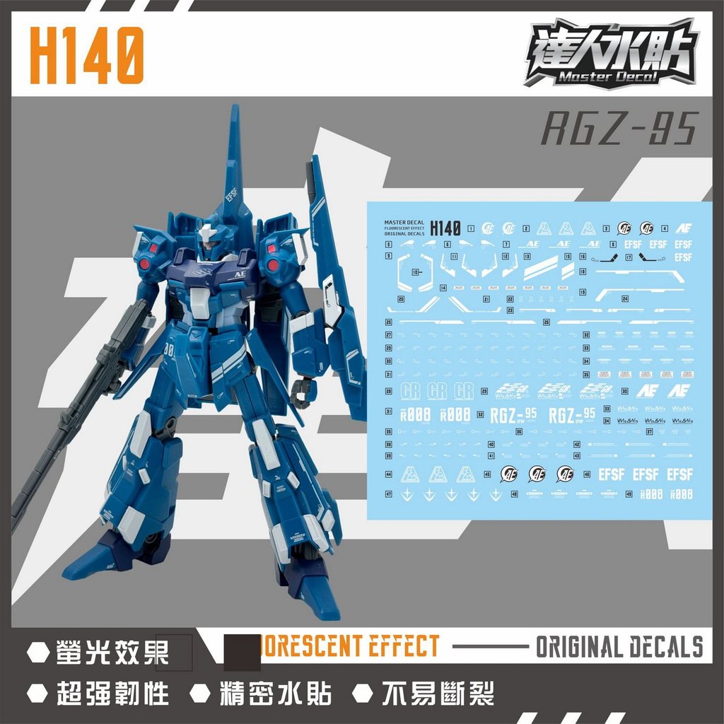 MASTER H140 HG HGUC 1/144 ReZEL Water Slide Decal Fluo Type (ไม่รวมชุด)
