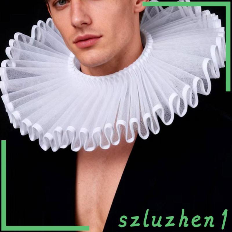 [Szluzhen1] Victorian Clown Collar Clown Neck Ruffle COLLAR Ruffled Neck Collar สําหรับงานปาร์ตี้