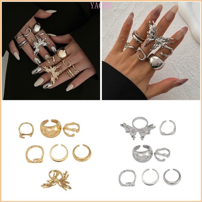 YACHE Elegant Aesthetic Butterfly And Lavas Rings Set 7 สําหรับผู้ที่ชื่นชอบเครื่องประดับ