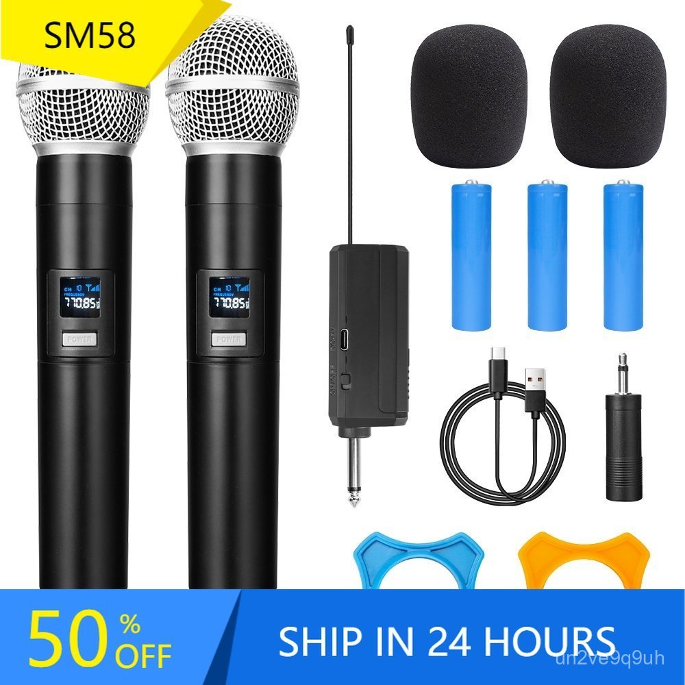 SM58 Rechargeable Karaoke Wireless Microphone UHF Recording Karaoke Mic With Receiver for videoke