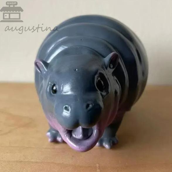 AUGUSTINA Pygmy Hippopotamus รูปปั้นน่ารักการ์ตูน Moo Deng Hippo เครื่องประดับ, โต๊ะเครื่องประดับ Mi