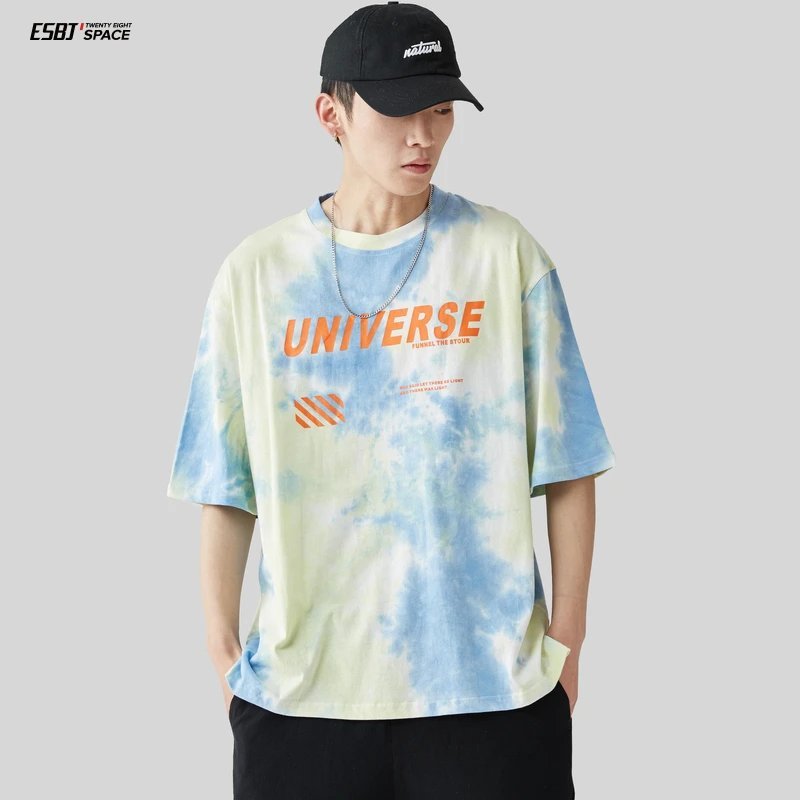 Twenty-Eight ฤดูร้อน Super Hot cec เสื้อยืดแขนสั้นผู้ชายอินเทรนด์ Unique Street หลวมรอบคอ Tie-Dye คู